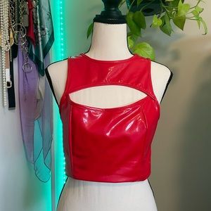 spicy red pu leather top ❤️